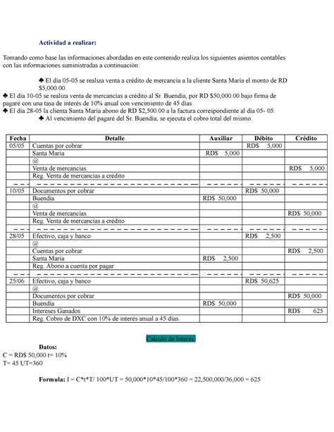 Asientos Contables Pdf Free Actividad A Realizar Tomando Como Base