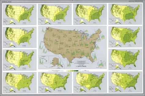 POSTER, MANY SIZES; Map Of Monthly Precipitation In The United States ...