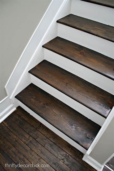 Stained Wood And Painted Stair Makeover Thrifty Decor Chick Thrifty