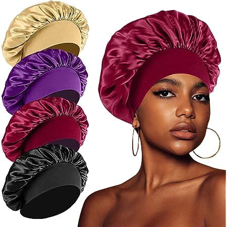 Amazon FIRSTPELLA 4PCS Satin Silk Bonnets For Black Women Men