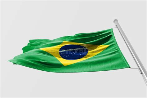 Isolated Brazil Flag Waving D Realistic Brazilian Flag Rendered Stock