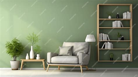 Premium Photo | Interior living room with light green wall and shelf