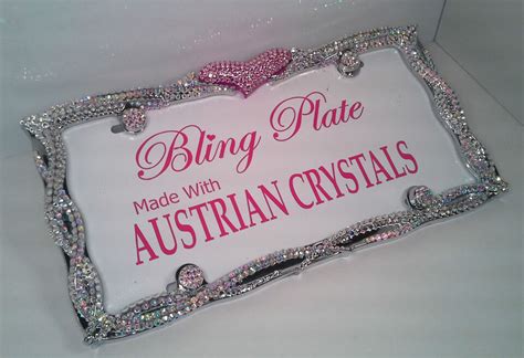 Rocker Heart Crystal Bling License Plate Frame Austrian Crystals