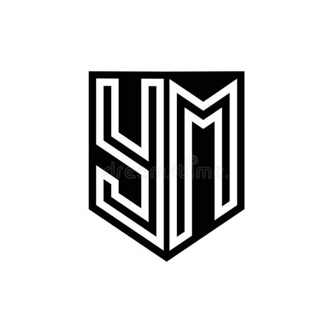 Ym Logo Monogram Shield Geometric White Line Inside Black Shield Color