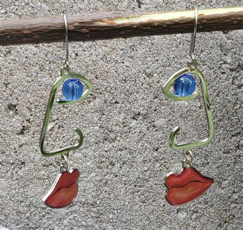 Abstract Art Earrings Face Profile Earrings Hanging Earrings Art