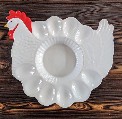 Vintage Chicken Deviled Egg Platter Ceramic Deviled Egg Dish Etsy