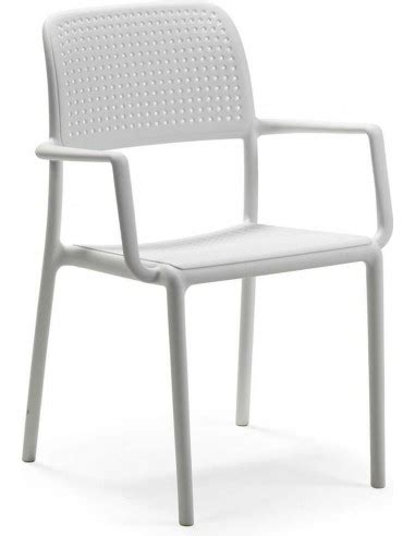 Sillón jardín monobloque con brazos color blanco Nardi Bora