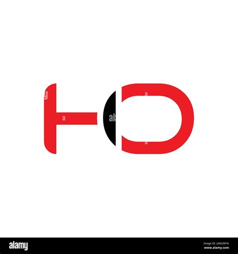 Letter HO Logo Design Linked Vector Template With Red And Black