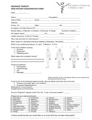 Fillable Online Massage Therapy New Patient Registration Form Fax Email