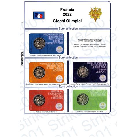 Kit Foglio Plastificato Euro Comm Folder Francia Olimpiadi Parigi