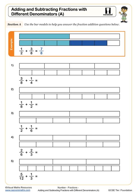 Adding And Subtracting Fractions With Different Denominators A