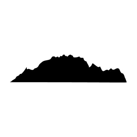 Mountain icon with snowy range silhouette. Alps, hill, black rock and ...