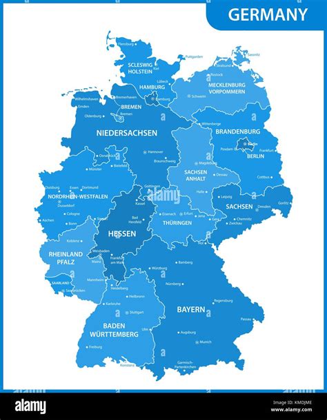 The Detailed Map Of The Germany With Regions Or States And Cities