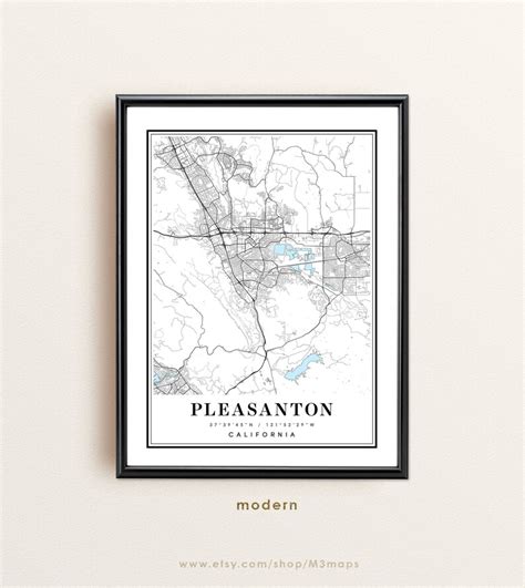 Pleasanton California Map Pleasanton CA Map Pleasanton City - Etsy