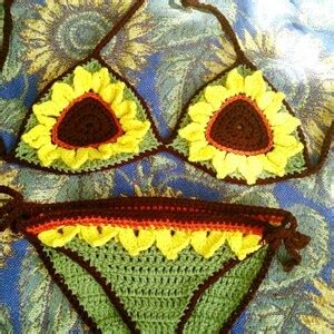 Pattern Sunflower Bikini Crochet Swim Suit Two Piece Etsy