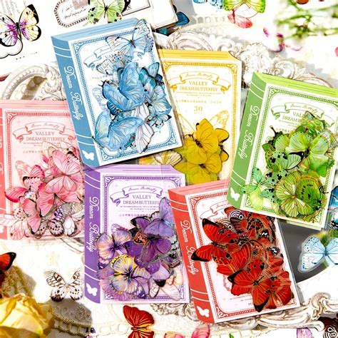 Journamm Pcs Pack Gold Foil Butterfly Stickers Waterproof Pet