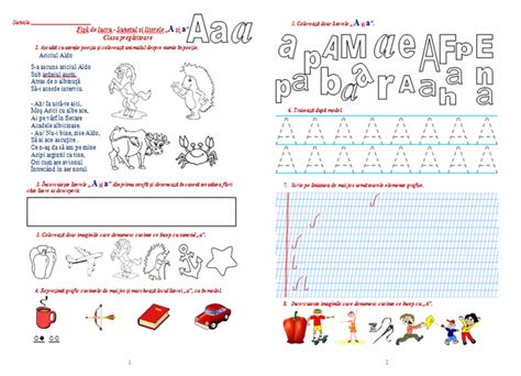 Fișă de lucru Sunetul și literele a și A clasa pregătitoare