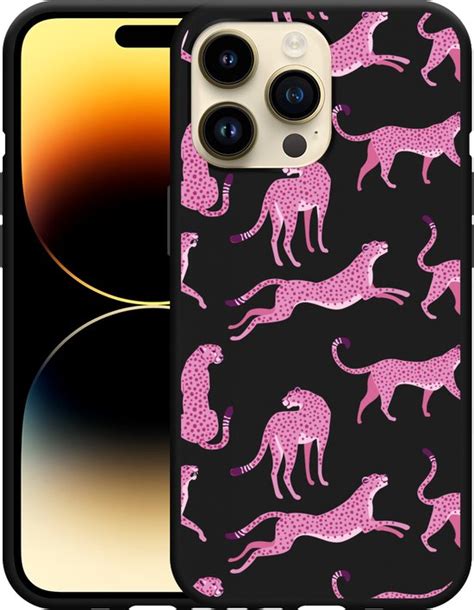 Cazy Hoesje Zwart Geschikt Voor Iphone Pro Max Roze Cheeta S Bol