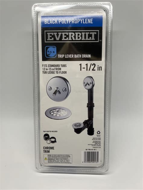 Everbilt Trip Lever 1 1 2 In Black Poly Pipe Overflow Drain Chrome