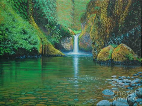 Tropical Waterfall Painting by Michael Nowak