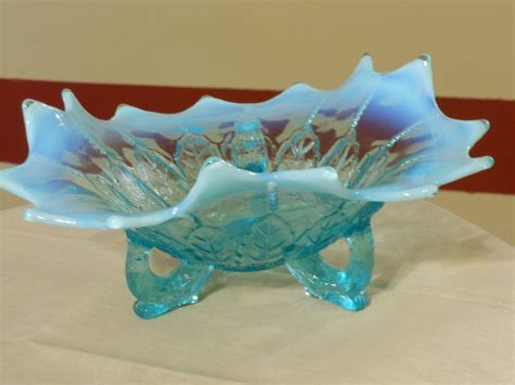 Light Blue Green Decorative Vintage Glass Bowl