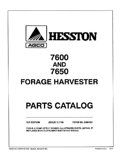 Agco Technical Publications Hesston Forage Harvesters Field Queen