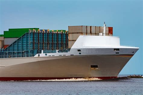 Grey Container Ship Underway Stock Photo Image Of Large Sailing