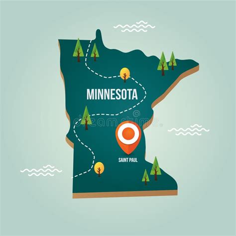 Minnesota Map with Capital City. Vector Illustration Decorative Design Stock Vector ...