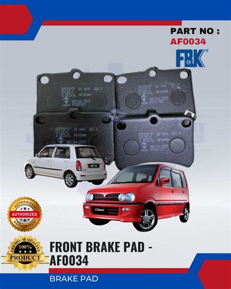 Perodua Kenari Kelisa Front Disc Brake Pad Set Fbk Af