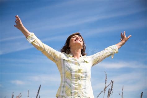 Woman Grateful To Nature Stock Image Image Of Freedom 93014081