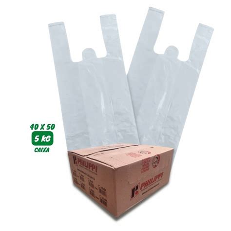 Sacola Plast Philippi 4050 Branca Cx 1X5KG Distribuidora Campos