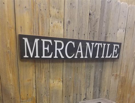 Mercantile Sign Farmhouse Carved Rustic Wood Vintage Store Sign