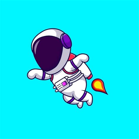 Bonito Astronauta Voando Ilustra O De Cones De Vetor De Desenho