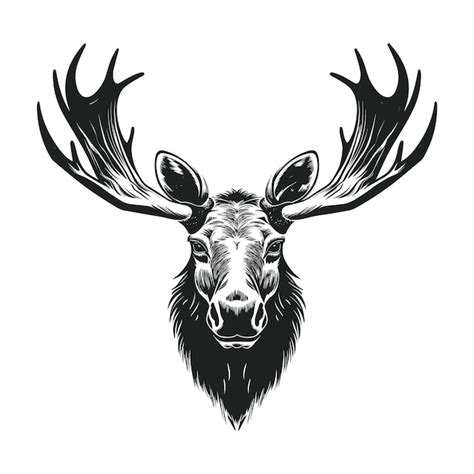 Premium Vector | Moose head illustration vector cartoon style drawing