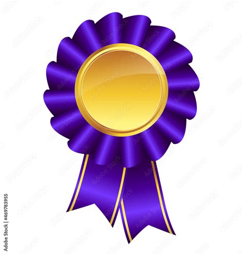 Purple Ribbon Award With Gold Medal Center Stock Vector Adobe Stock