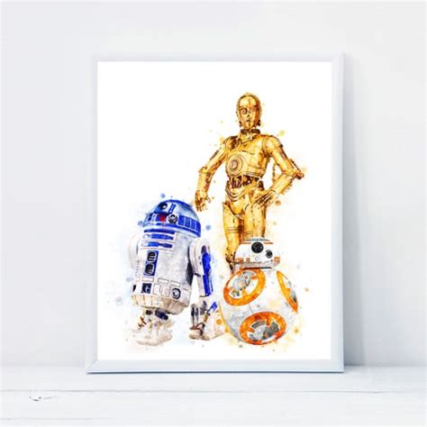 Star Wars R2D2 Watercolor Print R2D2 Movie Wall Art Painting Etsy