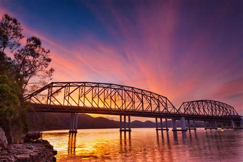 Peats Ferry Bridge Sunset Weld - the sun sets on the Hawkesbury