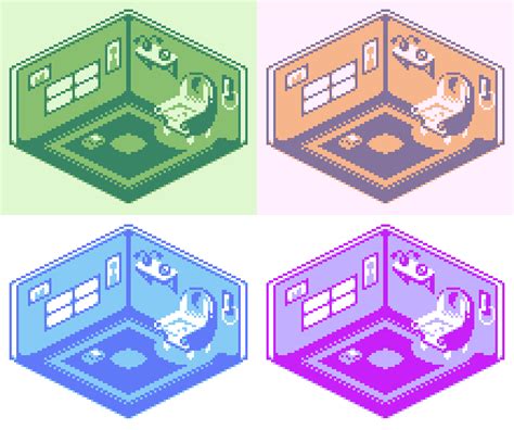 Isometric room with Game Boy and Game Boy Color palettes : PixelArt