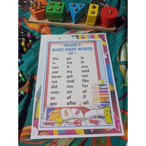 grade  basic sight words pcs  laminated charts shopee philippines