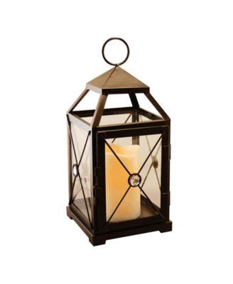 Lumabase Warm Black Gem Metal Lantern With Led Candle Macy S