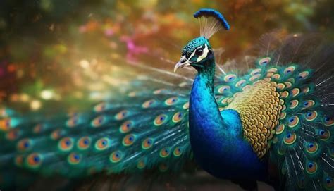 Free Photo Majestic Peacock Displays Vibrant Beauty In Nature