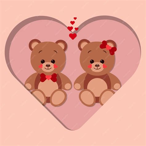 Premium Vector A Postcard Of Two Teddy Bears In Love Sits On A Paper