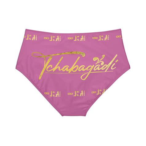 Tchabagadi Crown Bikini High Waist Bottoms Pink Blue Gold