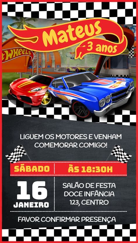 Invitación de cumpleaños de Hot Wheels Hot wheels invitations Hot wheels Hot weels