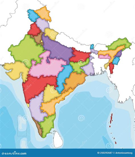 India Map With States Empty - Emalia Mireielle