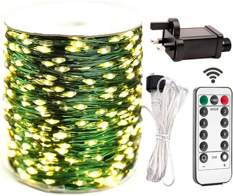 Resnice Plug In Fairy Lights Ft M Waterproof Warm White Green Wire