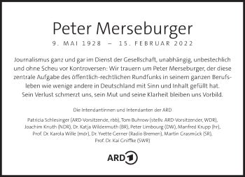 Traueranzeigen Von Peter Merseburger Sz Gedenken De