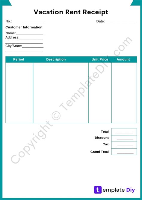 Vacation Rental Receipt Printable Template Pdf Word