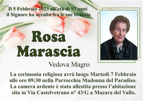 Funerali E Annunci Funebri A Mazara Del Vallo Rosa Marascia Funer24