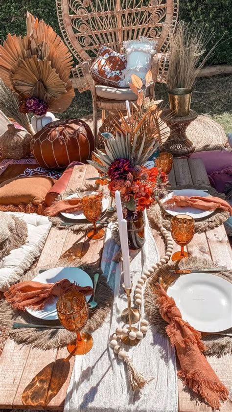 Wedding Gauze Table Runner Pinterest Boho Tablescape Fall Bridal